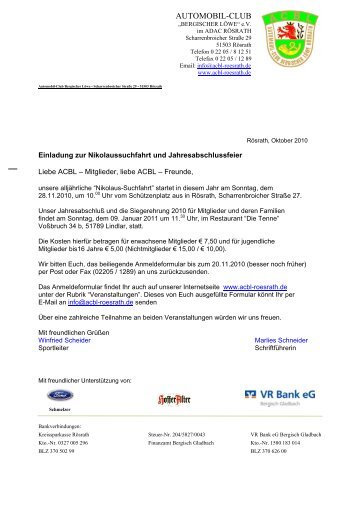 Anmeldeformular - ADAC Automobilclub Bergischer Löwe e.V.