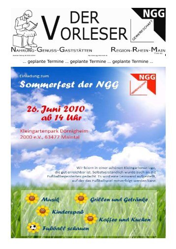 Vorleser Nr. 2 / 2010 - NGG Region Rhein-Main
