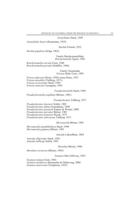 CHECKLIST OF SPRINGTAILS (COLLEMBOLA) FROM ... - Travaux