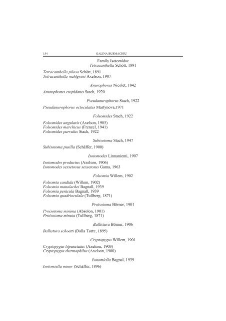 CHECKLIST OF SPRINGTAILS (COLLEMBOLA) FROM ... - Travaux