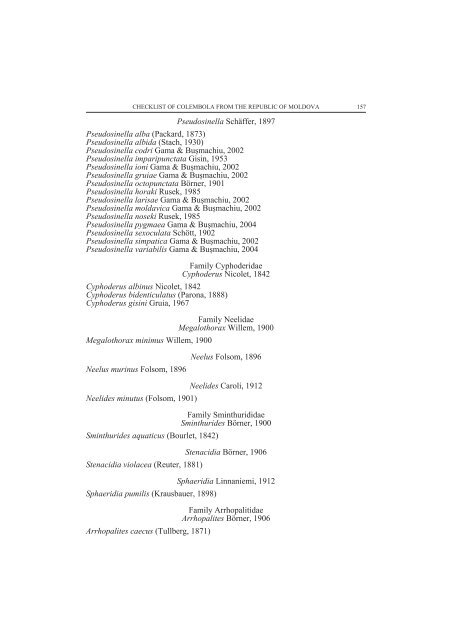 CHECKLIST OF SPRINGTAILS (COLLEMBOLA) FROM ... - Travaux