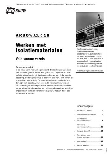 Arbowijzer 18 - Werken met isolatiematerialen - FNV Bouw