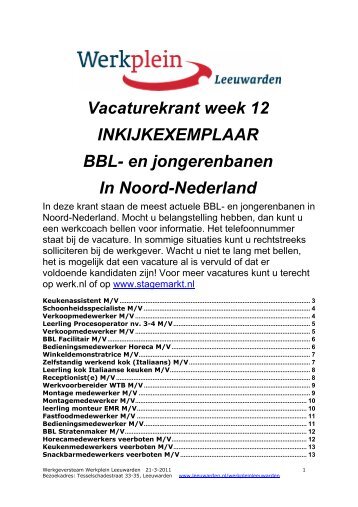 Vacaturekrant week 12 INKIJKEXEMPLAAR BBL - Gemeente ...