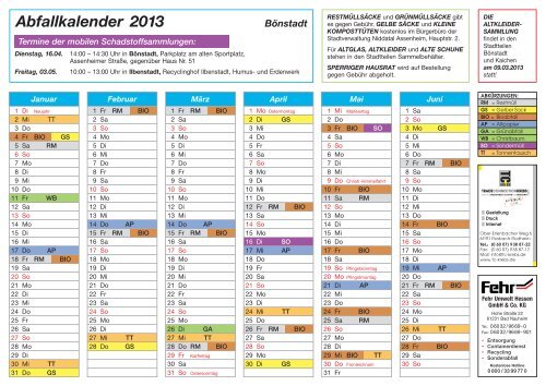 Abfallkalender Bönstadt