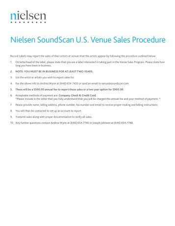 Nielsen SoundScan U.S. Venue Sales Procedure