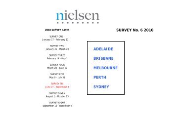 SURVEY No. 6 2010 ADELAIDE BRISBANE SYDNEY ... - Nielsen