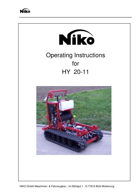 Operating Instructions for HY 20-11 - Niko GmbH