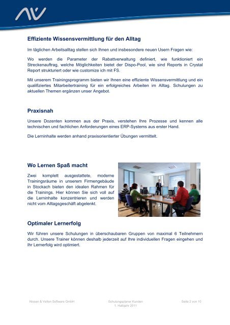 Schulungsplaner - Kunden - - Nissen & Velten Software GmbH