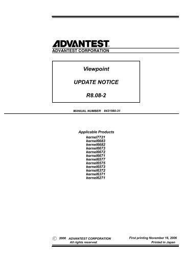 Viewpoint UPDATE NOTICE R8.08-2 - Advantest