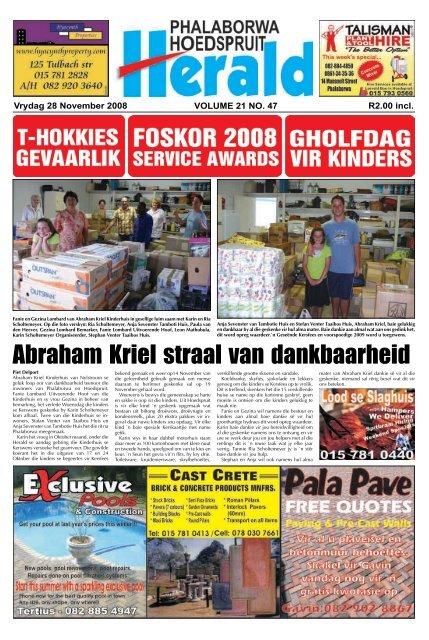 Abraham Kriel straal van dankbaarheid - Letaba Herald