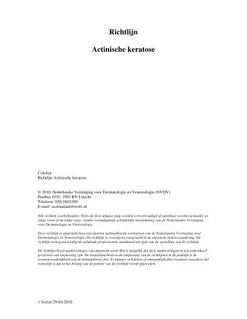 Richtlijn Actinische Keratose 2010 - Huidziekten.nl