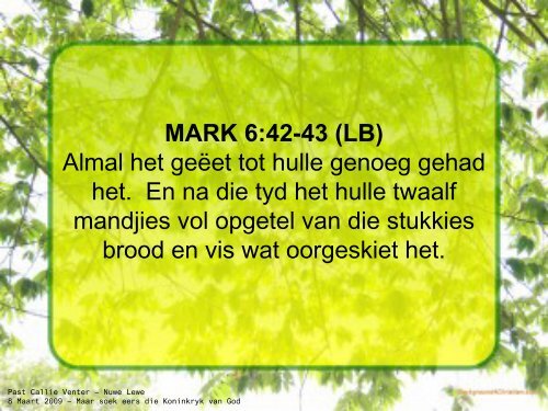 maar soek eers die koninkryk van god! - Nuwe Lewe Webtuiste