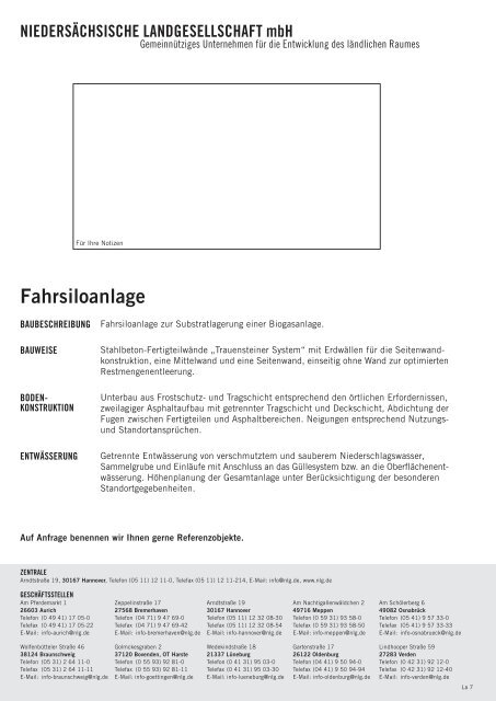 Fahrsiloanlage - Niedersächsische Landgesellschaft mbH