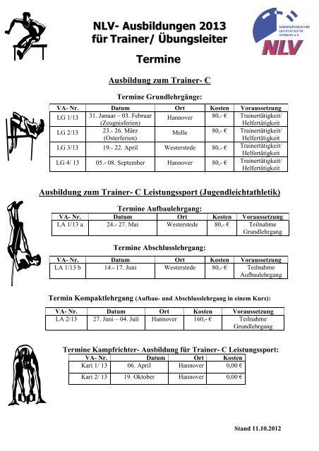 Termine Ausbildungen zum Trainer- C als Download - NLV