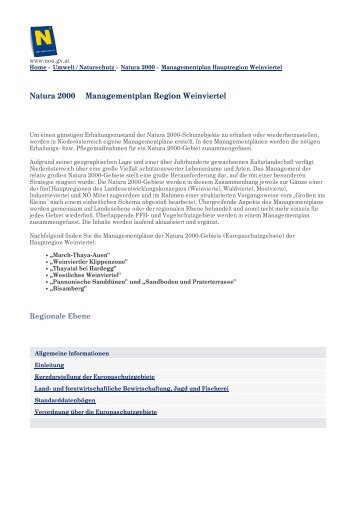 Natura 2000 – Managementplan Region Weinviertel - Das Land ...