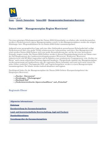 Natura 2000 – Managementplan Region Mostviertel - Das Land ...