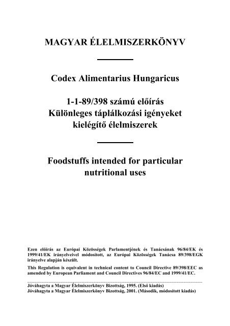 MAGYAR ÉLELMISZERKÖNYV