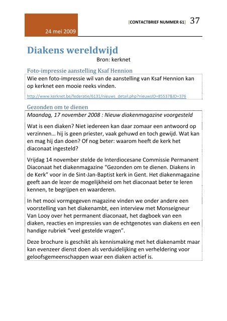 Contactbrief nummer 61 - Diaken