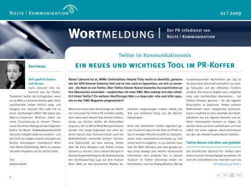 WortMElDUNG | - Nolte | Kommunikation