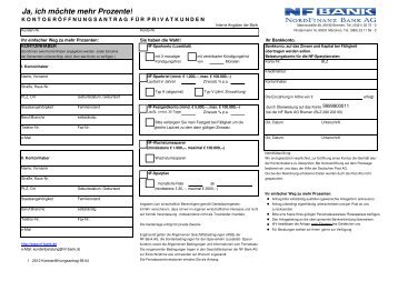 Kontoeröffnungsantrag-Ja, Ich möchte mehr Prozente - NordFinanz ...