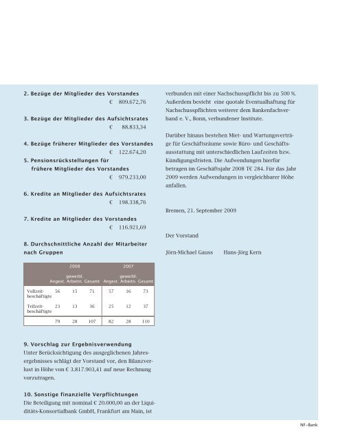 Geschäftsbericht 2008 - NordFinanz Bank AG