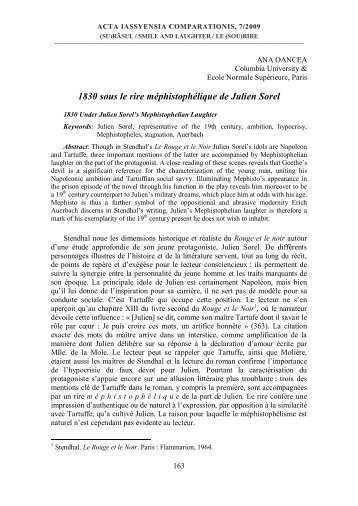 1830 sous le rire méphistophélique de Julien Sorel
