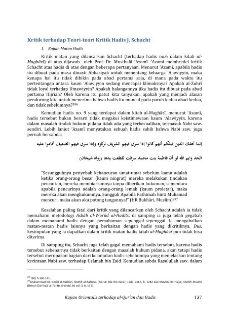 KAJIAN ORIENTALIS QURAN HADIS - Blog MENGAJAR