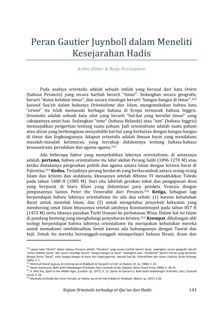 KAJIAN ORIENTALIS QURAN HADIS - Blog MENGAJAR