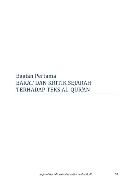 KAJIAN ORIENTALIS QURAN HADIS - Blog MENGAJAR