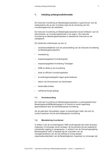 Instructie Invordering en Belastingdeurwaarders