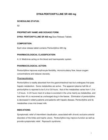 DYNA-PENTOXIFYLLINE SR 400 mg - Pharma Dynamics