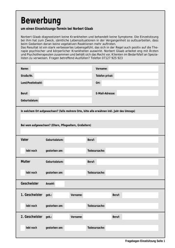 Bewerbungs-Formular - Norbert Glaab