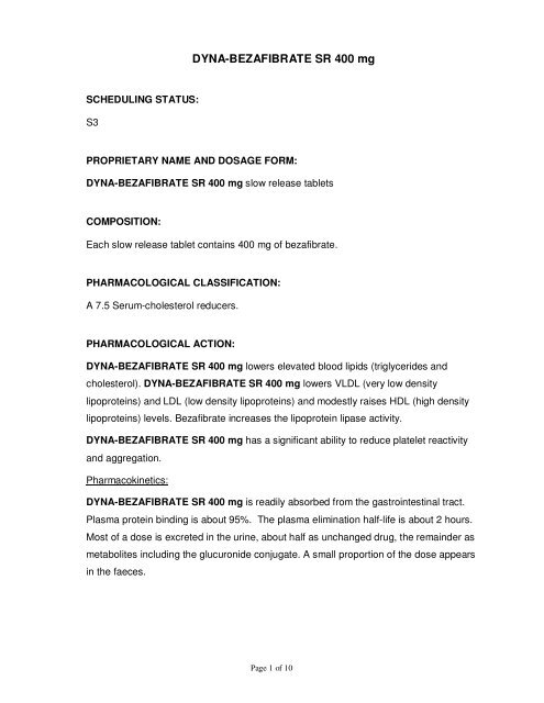 DYNA-BEZAFIBRATE SR 400 mg - Pharma Dynamics