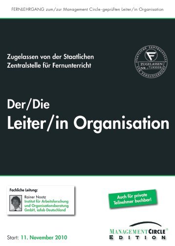 Fernlehrgang: Der/Die Leiter/in Organisation ... - Sylvia Nickel