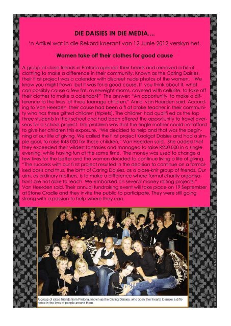 Newsletter 3 of 2012 - Caring Daisies