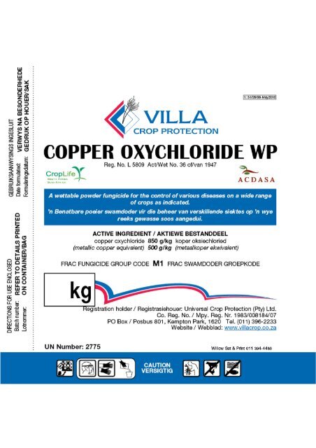 Copper Oxychloride WP A_UCP - Villa Crop Protection