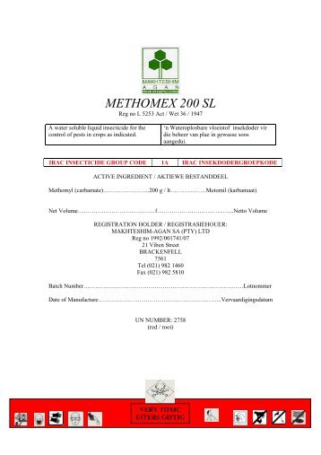 METHOMEX 200 SL - Makhteshim-Agan SA (Pty) Ltd