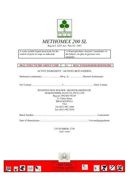 METHOMEX 200 SL - Makhteshim-Agan SA (Pty) Ltd