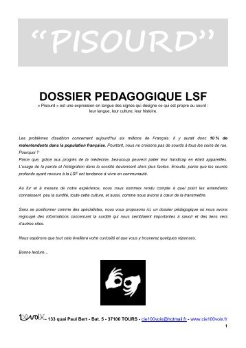 Dossier pédagogique « Pisourd - Cie 100 Voix