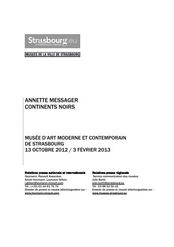 ANNETTE MESSAGER CONTINENTS NOIRS - Musées de Strasbourg