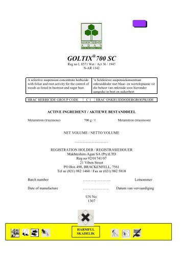 GOLTIX 700 SC - Makhteshim-Agan SA (Pty) Ltd