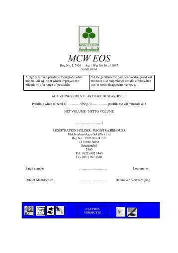 MCW EOS - Makhteshim-Agan SA (Pty) Ltd