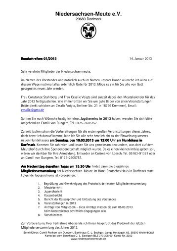 Rundschreiben 01/2013 - Niedersachsenmeute e.V.