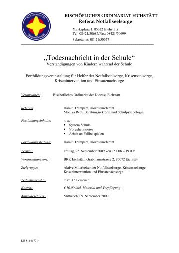 6 Ausschreibung Todesnachricht in der Schule - Notfallseelsorge in ...