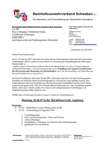 Bezirksfeuerwehrverband Schwaben e.V. - Notfallseelsorge in Bayern