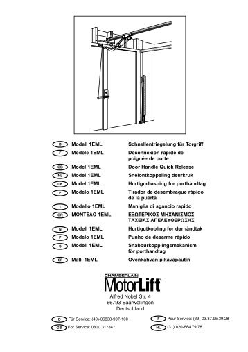 Modell 1EML Schnellentriegelung für Torgriff Modèle ... - Nothnagel