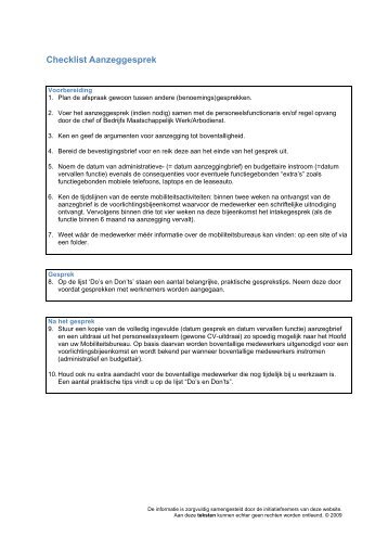 Checklist Aanzeggesprek - Werk.nl
