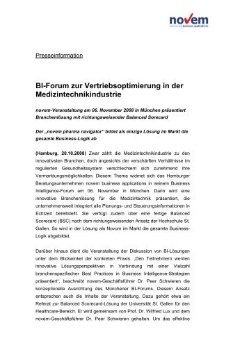 BI-Forum zur Vertriebsoptimierung in der Medizintechnikindustrie