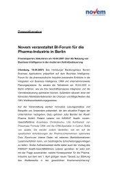 Novem veranstaltet BI-Forum für die Pharma-Industrie in Berlin ...