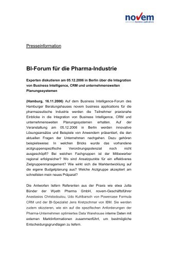 BI-Forum für die Pharma-Industrie - novem business applications